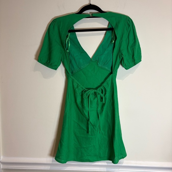 PRINCESS POLLY FABIAN MINI DRESS GREEN NWT Size 2 Linen Blend - Picture 5 of 9